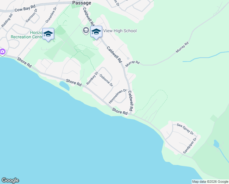 map of restaurants, bars, coffee shops, grocery stores, and more near 30 Himmelman Drive in Eastern Passage