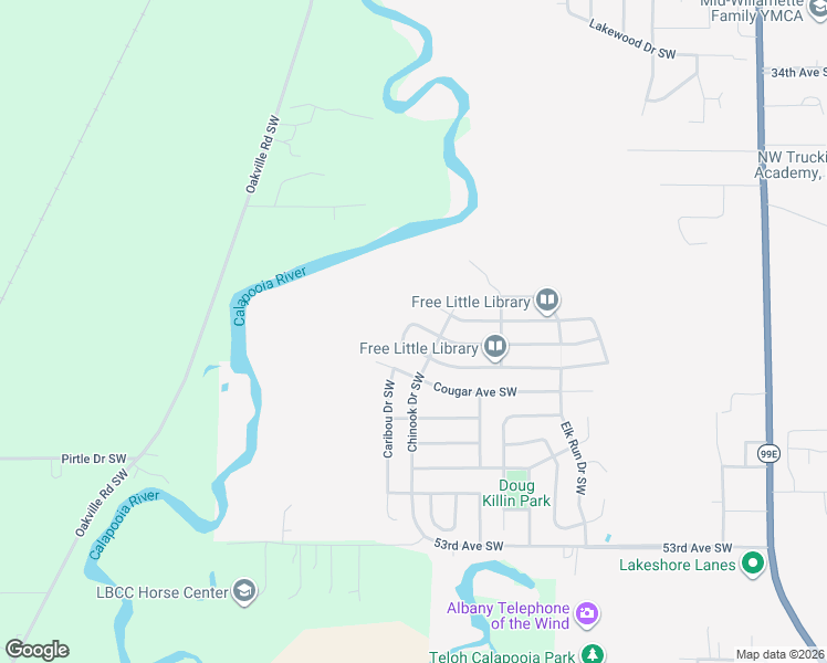 map of restaurants, bars, coffee shops, grocery stores, and more near 2170 Bobcat Avenue Southwest in Albany