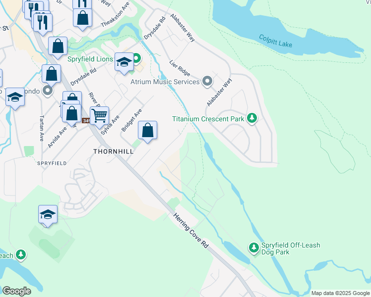map of restaurants, bars, coffee shops, grocery stores, and more near 140 Colonial Crescent in Halifax