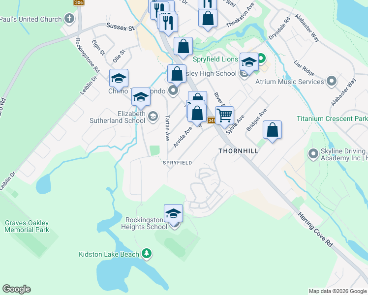map of restaurants, bars, coffee shops, grocery stores, and more near 24 Auburn Avenue in Halifax