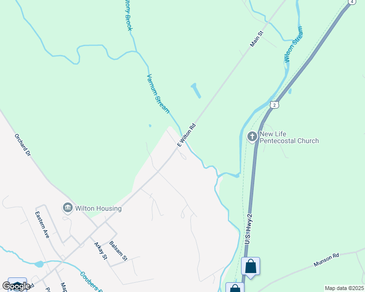 map of restaurants, bars, coffee shops, grocery stores, and more near 1045 Main Street in Wilton