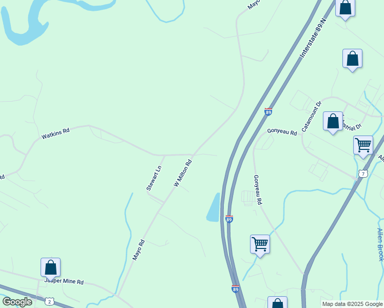 map of restaurants, bars, coffee shops, grocery stores, and more near 796 West Milton Road in Chittenden County
