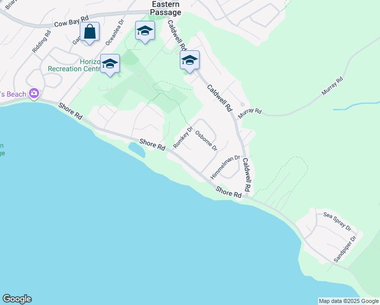 map of restaurants, bars, coffee shops, grocery stores, and more near 19 Adele Court in Eastern Passage