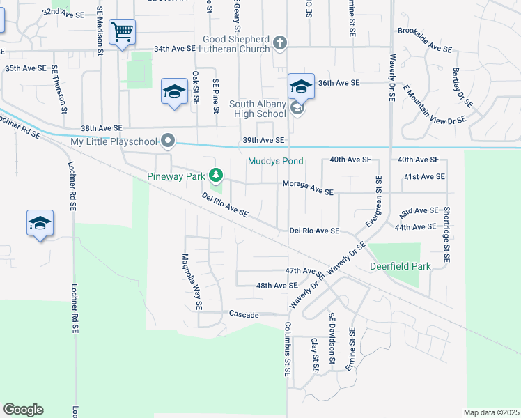 map of restaurants, bars, coffee shops, grocery stores, and more near 4403 Del Rio Place Southeast in Albany