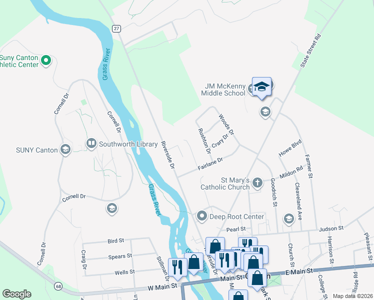 map of restaurants, bars, coffee shops, grocery stores, and more near 10 Canterbury Ln in Canton
