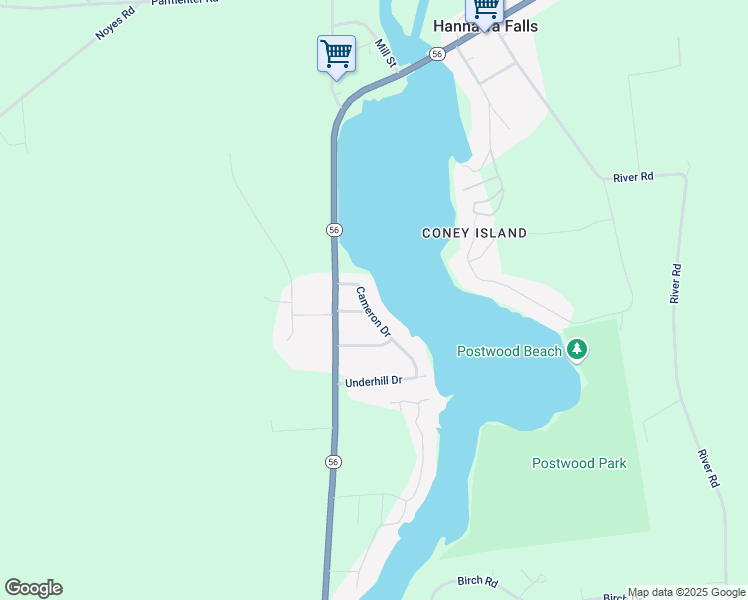 map of restaurants, bars, coffee shops, grocery stores, and more near 17 Cameron Dr in Potsdam