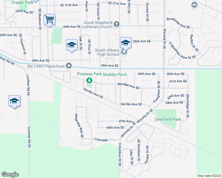map of restaurants, bars, coffee shops, grocery stores, and more near 4403 Del Rio Place Southeast in Albany
