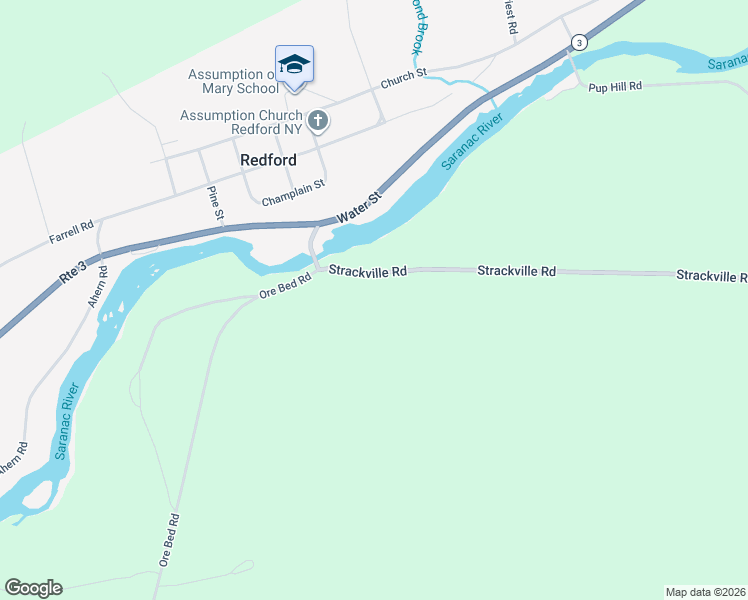 map of restaurants, bars, coffee shops, grocery stores, and more near 1379 Strackville Rd in Saranac