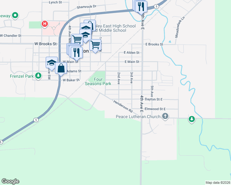 map of restaurants, bars, coffee shops, grocery stores, and more near 114 Clinton Street East in Arlington