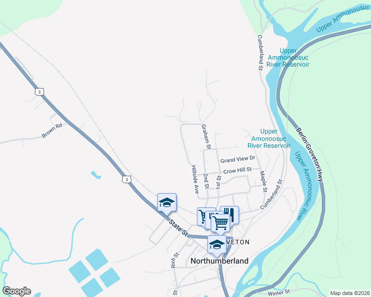 map of restaurants, bars, coffee shops, grocery stores, and more near 49 Hillside Avenue in Northumberland