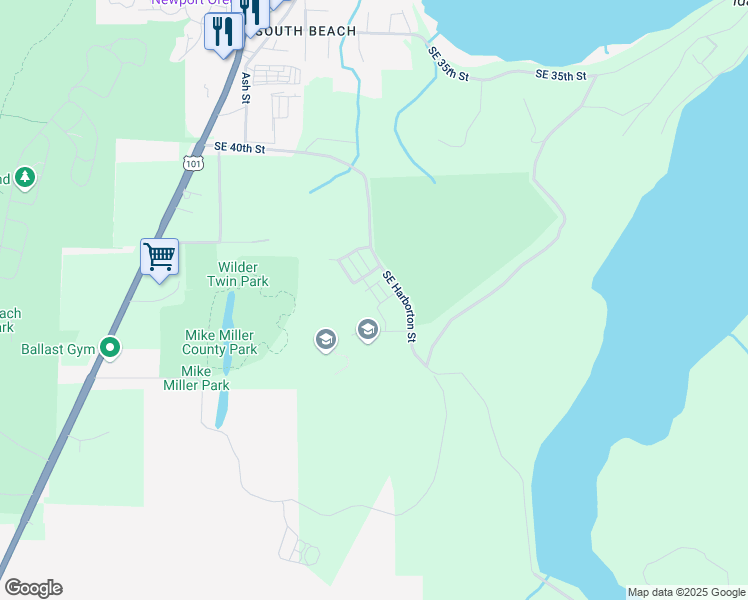 map of restaurants, bars, coffee shops, grocery stores, and more near SE Harborton St in Lincoln