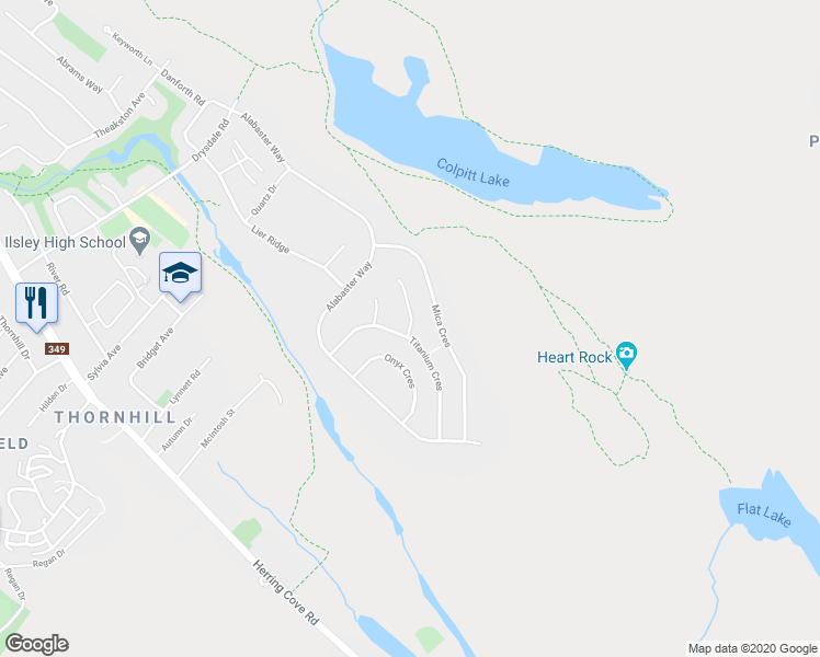 map of restaurants, bars, coffee shops, grocery stores, and more near 51 Travertine Court in Halifax