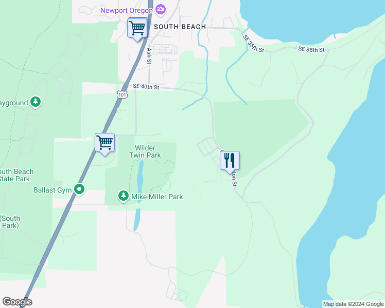 map of restaurants, bars, coffee shops, grocery stores, and more near 4326 Southeast Ellis Street in Lincoln County