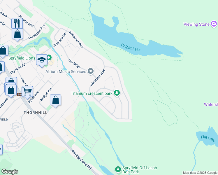 map of restaurants, bars, coffee shops, grocery stores, and more near 41 Titanium Crescent in Halifax
