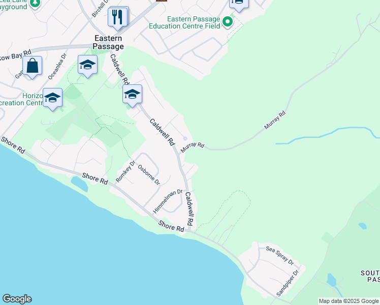 map of restaurants, bars, coffee shops, grocery stores, and more near 3 Murray Road in Eastern Passage