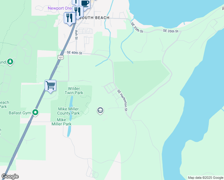 map of restaurants, bars, coffee shops, grocery stores, and more near 43 Southeast Fleming Street in Lincoln County