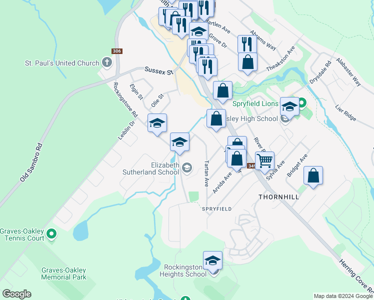 map of restaurants, bars, coffee shops, grocery stores, and more near 69 Ardwell Avenue in Halifax