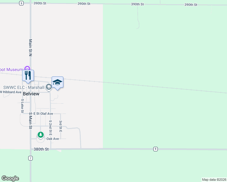 map of restaurants, bars, coffee shops, grocery stores, and more near in Belview