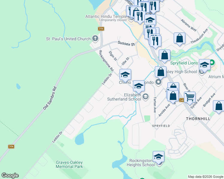 map of restaurants, bars, coffee shops, grocery stores, and more near 20 Avon Crescent in Halifax