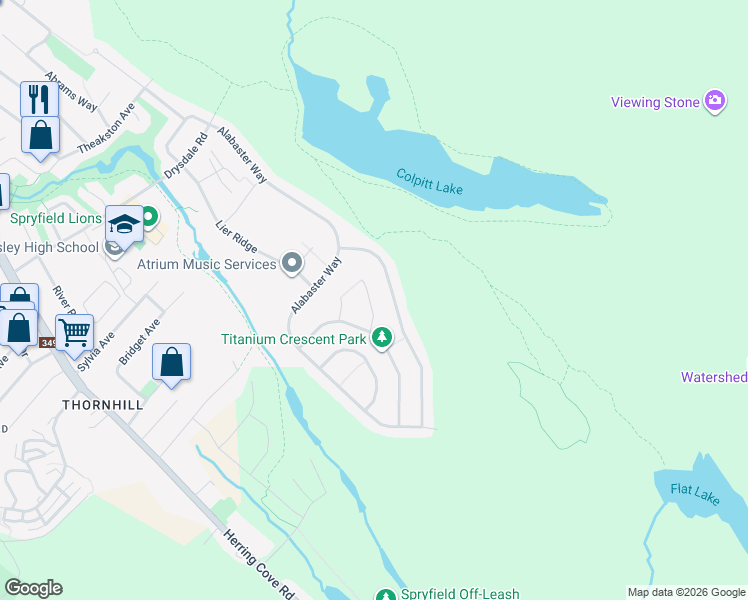 map of restaurants, bars, coffee shops, grocery stores, and more near 31 Travertine Court in Halifax