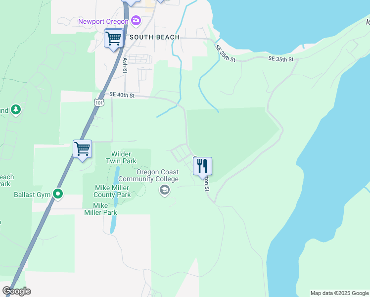 map of restaurants, bars, coffee shops, grocery stores, and more near 43 Southeast Fleming Street in Lincoln County