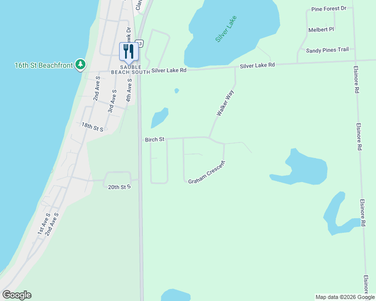 map of restaurants, bars, coffee shops, grocery stores, and more near 11 Graham Crescent in Sauble Beach