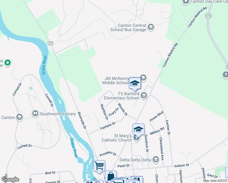 map of restaurants, bars, coffee shops, grocery stores, and more near 35 Woods Dr in Canton