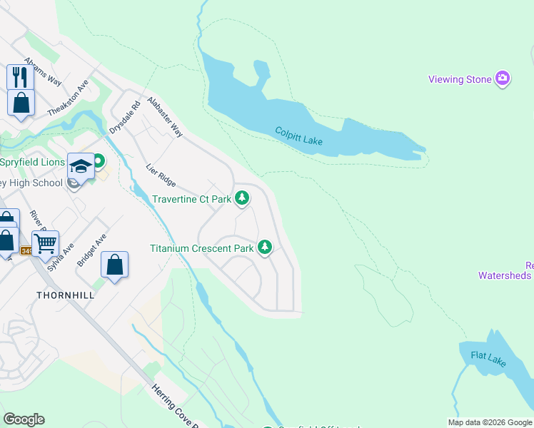 map of restaurants, bars, coffee shops, grocery stores, and more near 9 Travertine Court in Halifax