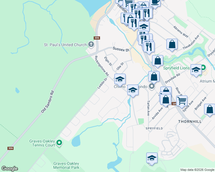 map of restaurants, bars, coffee shops, grocery stores, and more near Avon Crescent in Halifax