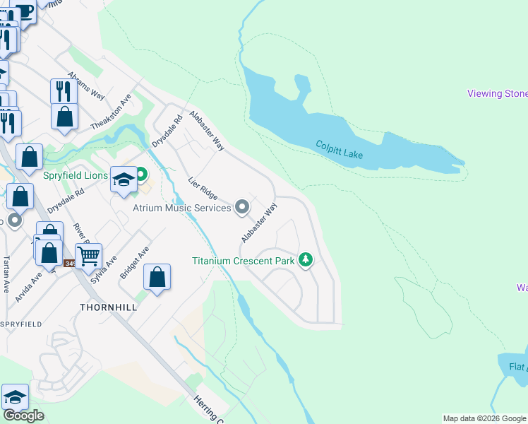 map of restaurants, bars, coffee shops, grocery stores, and more near 235 Alabaster Way in Halifax