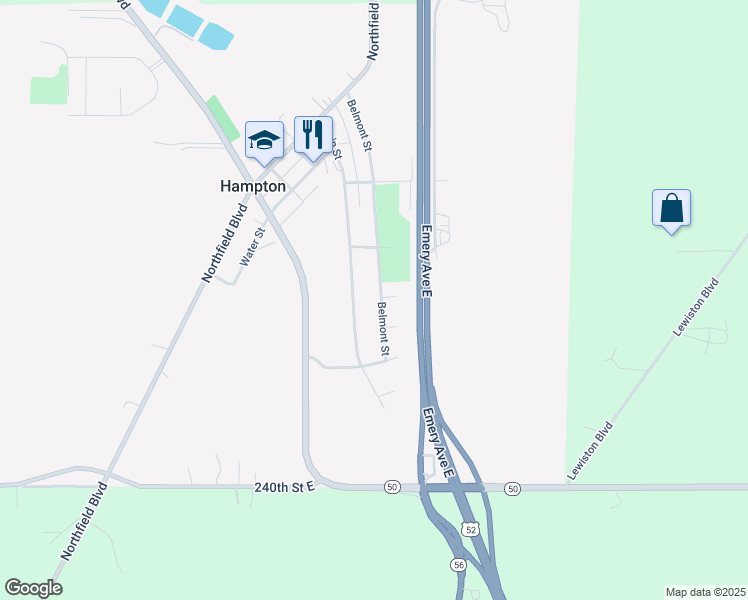 map of restaurants, bars, coffee shops, grocery stores, and more near 23551 Belmont Street in Hampton