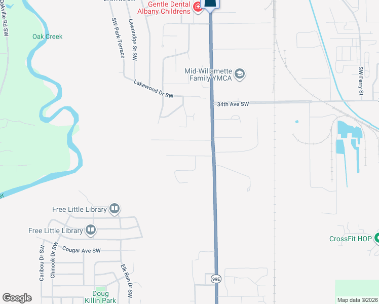 map of restaurants, bars, coffee shops, grocery stores, and more near 1037 37th Avenue Southwest in Albany