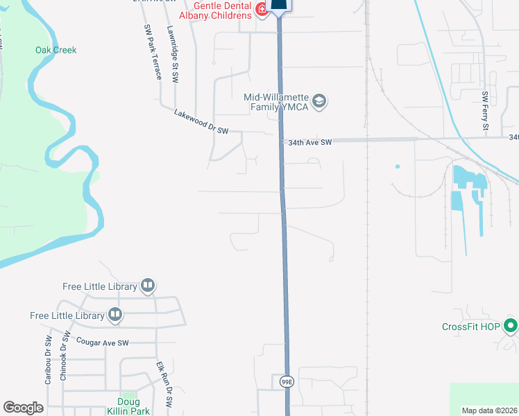 map of restaurants, bars, coffee shops, grocery stores, and more near 1037 37th Avenue Southwest in Albany