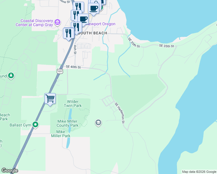 map of restaurants, bars, coffee shops, grocery stores, and more near Southeast 40th Street in Lincoln