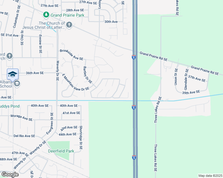 map of restaurants, bars, coffee shops, grocery stores, and more near 3800 East Mountain View Drive Southeast in Albany