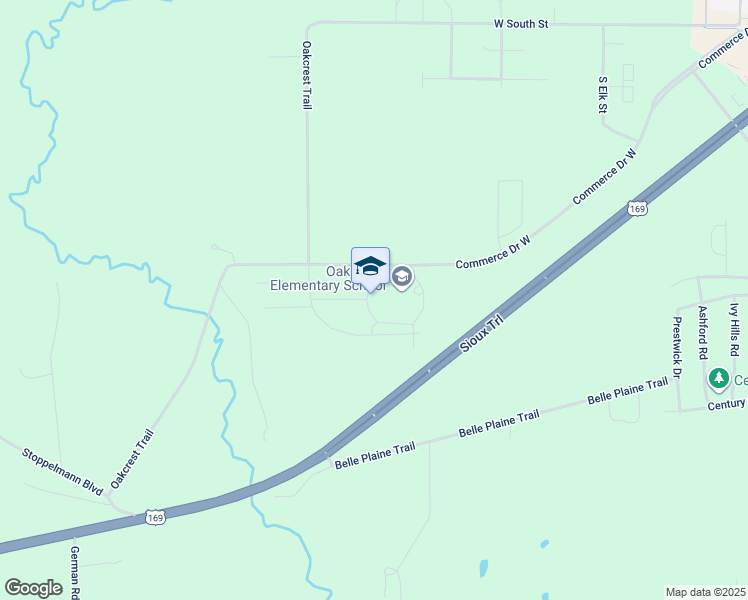 map of restaurants, bars, coffee shops, grocery stores, and more near 1101 Commerce Drive East in Belle Plaine