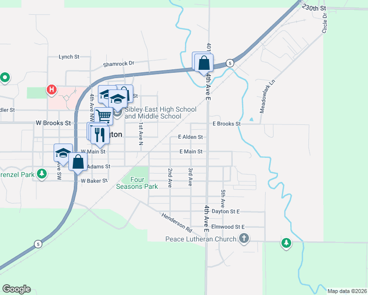 map of restaurants, bars, coffee shops, grocery stores, and more near 210 East Main Street in Arlington