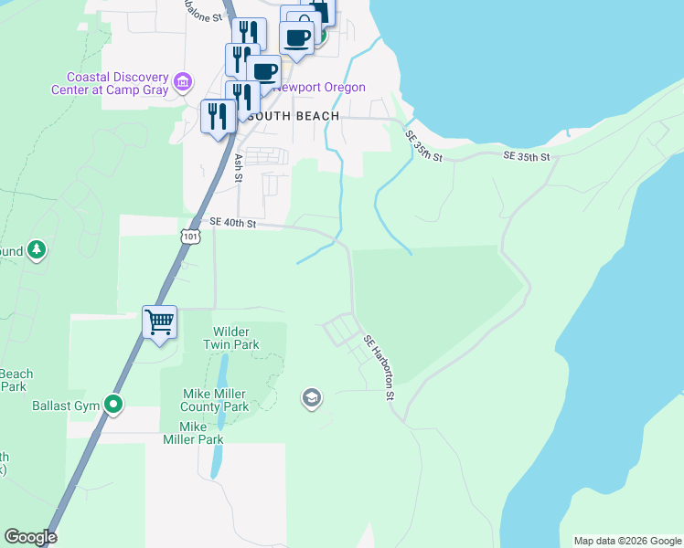 map of restaurants, bars, coffee shops, grocery stores, and more near Southeast 40th Street in Lincoln