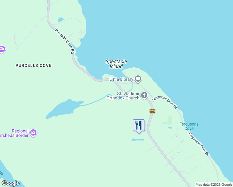 map of restaurants, bars, coffee shops, grocery stores, and more near 23 Military Road in Halifax