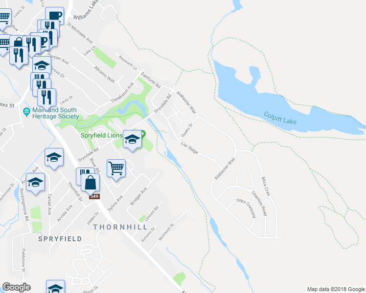 map of restaurants, bars, coffee shops, grocery stores, and more near 99 Lier Ridge in Halifax
