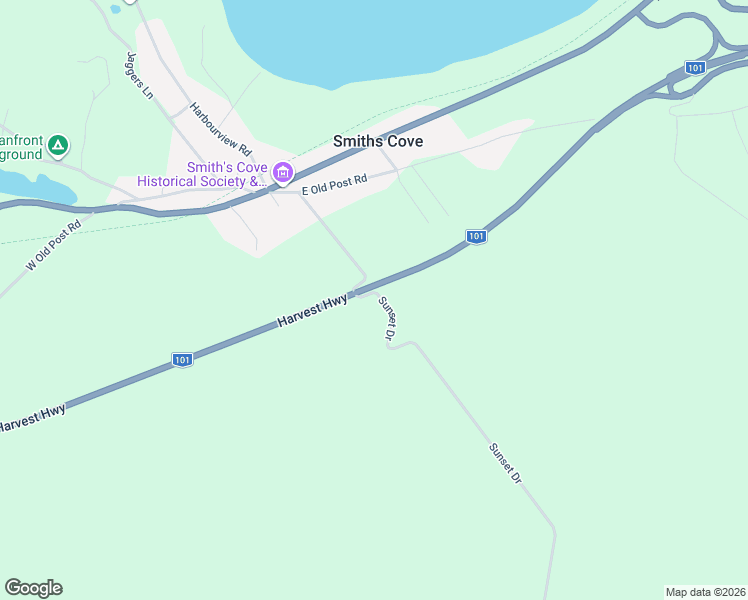 map of restaurants, bars, coffee shops, grocery stores, and more near Sunset Drive in Digby