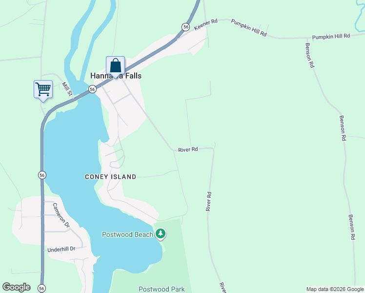 map of restaurants, bars, coffee shops, grocery stores, and more near 2007 River Rd in Potsdam