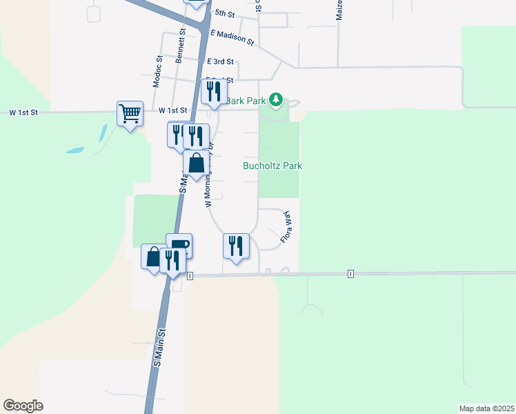 map of restaurants, bars, coffee shops, grocery stores, and more near 200 East Morning Glory Drive in Clintonville
