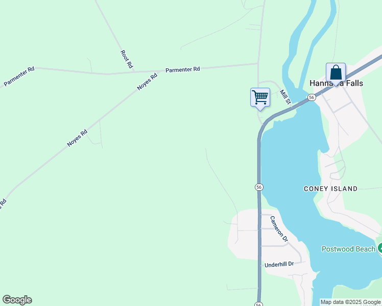 map of restaurants, bars, coffee shops, grocery stores, and more near 99 Riggs Drive in Potsdam