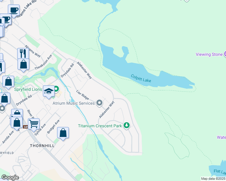 map of restaurants, bars, coffee shops, grocery stores, and more near 176 Alabaster Way in Halifax