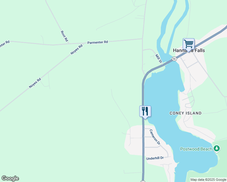 map of restaurants, bars, coffee shops, grocery stores, and more near 99 Riggs Drive in Potsdam