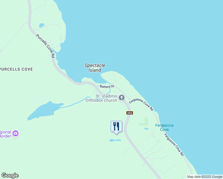 map of restaurants, bars, coffee shops, grocery stores, and more near 28 Battery Drive in Halifax