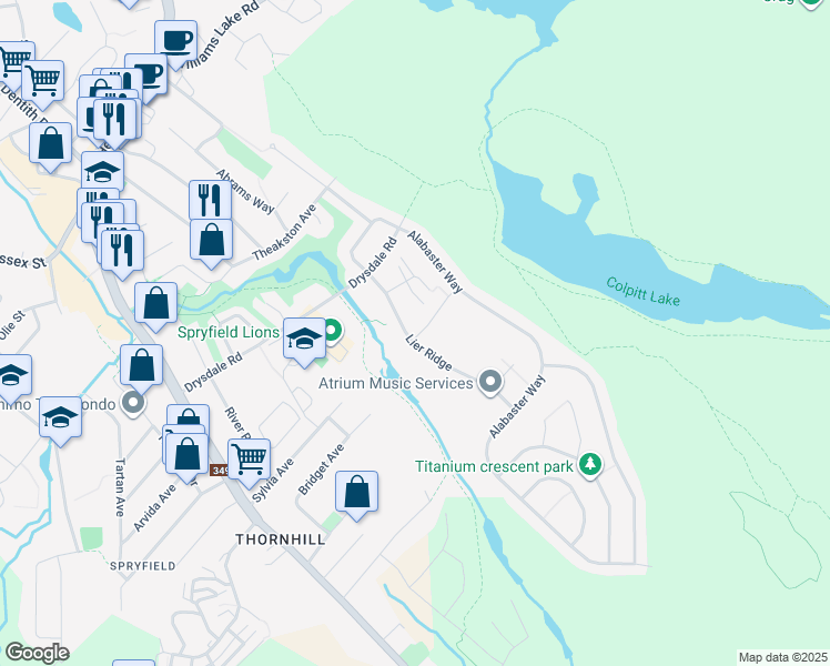 map of restaurants, bars, coffee shops, grocery stores, and more near 8 Quartz Drive in Halifax