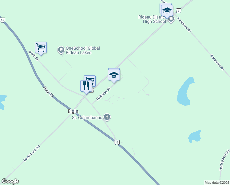 map of restaurants, bars, coffee shops, grocery stores, and more near 10 Wilson Street in Elgin