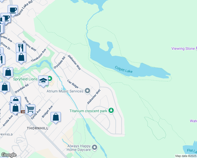 map of restaurants, bars, coffee shops, grocery stores, and more near 170 Alabaster Way in Halifax